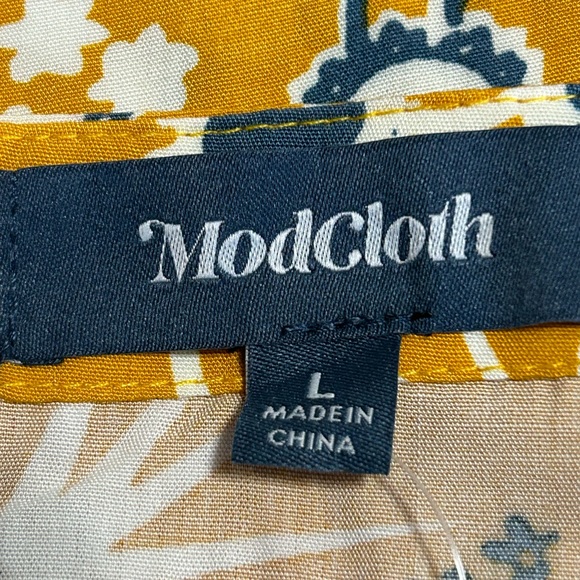 ModCloth On Cloud Nineties Yellow Printed Shift Mini Dress NWT Size Large - Picture 4 of 9